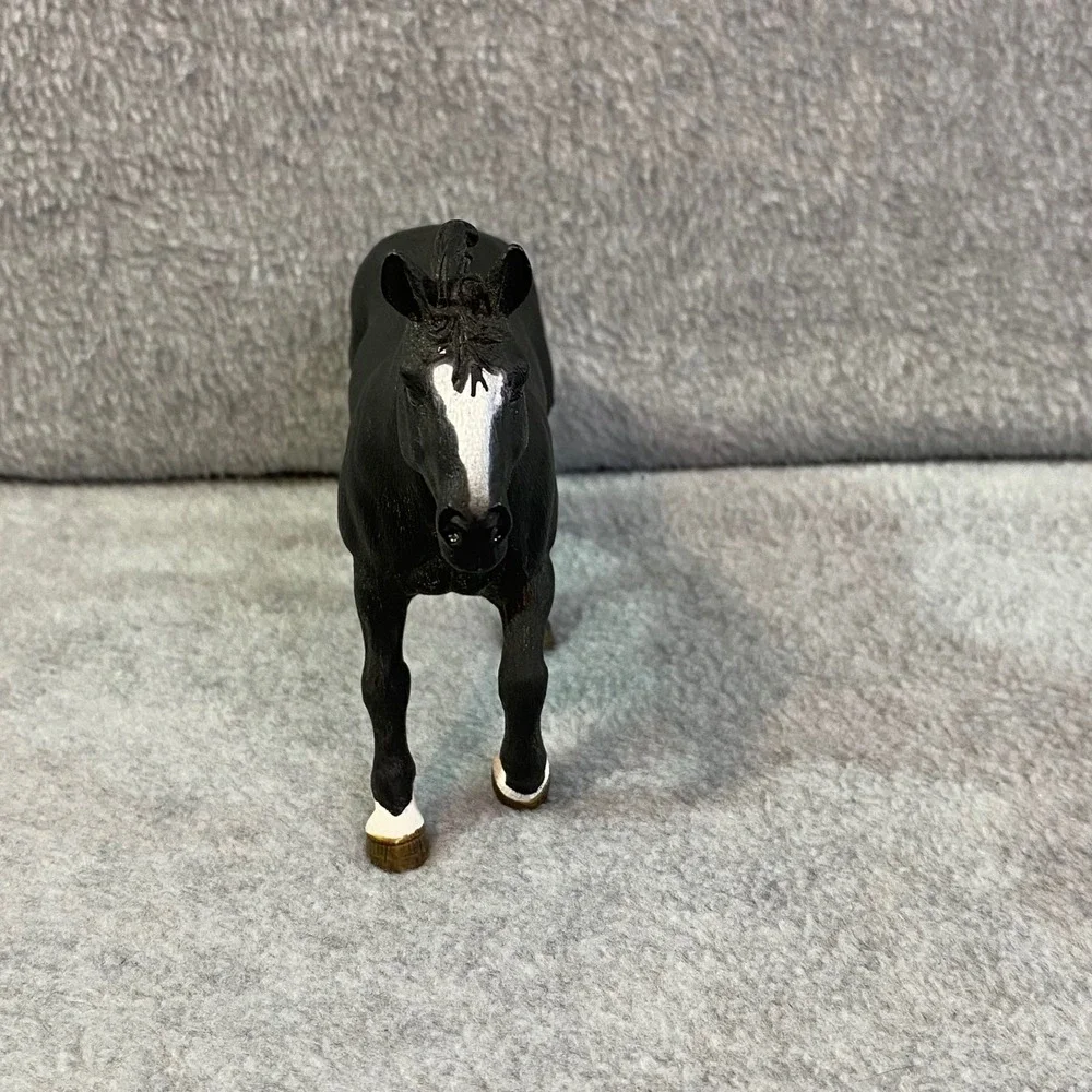 Schleich Black Horse Stallion Kids Toy Black White Socks Figurine 41416 EUC‎